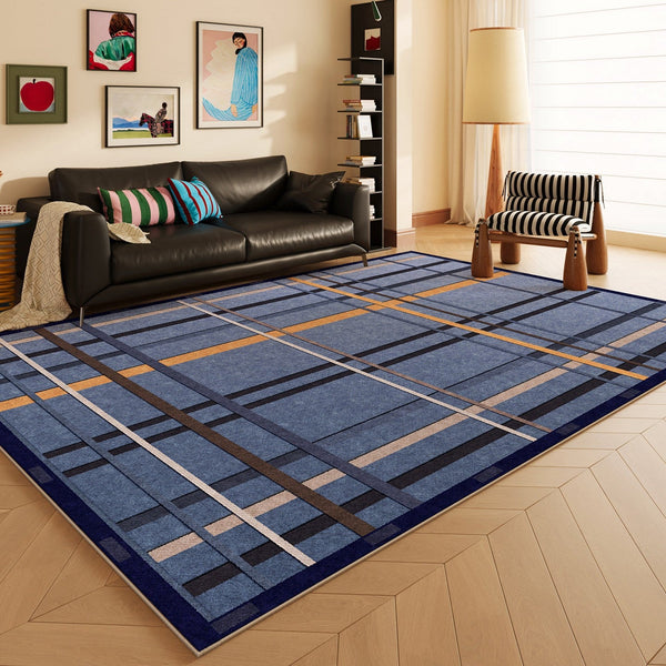 Living Room Rug Ideas, Mid Century Modern Rugs, Bedroom Modern Floor Carpet, Blue Modern Rug Designs, Contemporary Modern Rugs for Dining Room-Grace Painting Crafts