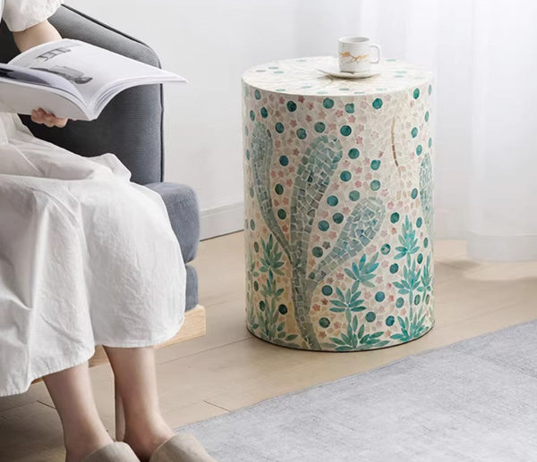 Unique Small End Table, Portable Casual Side Table, Creative Coffee Table, Contemporary Small Sofa Side Table, Shell Small Side Table-Grace Painting Crafts