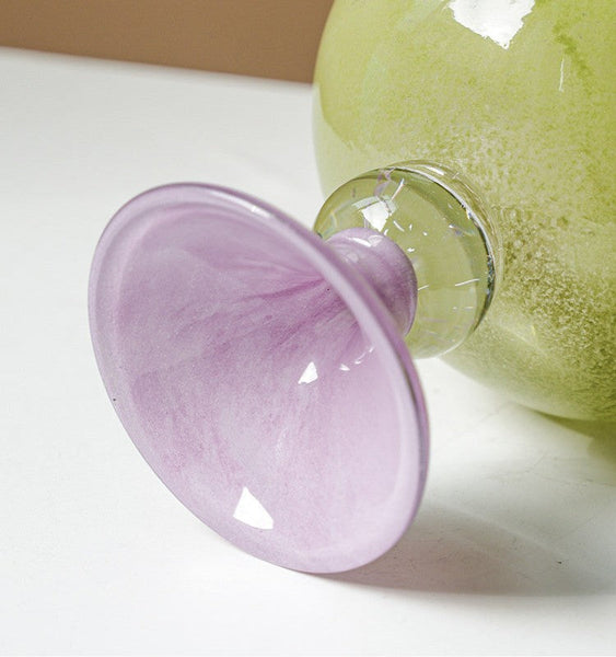 Modern Glass Vase for Flowers, Mid Century Glass Vases, Handmade Modern Vases for Living Room, Unique Decorative Glass Vase, Centerpiece Contemporary Vases on Table-Grace Painting Crafts