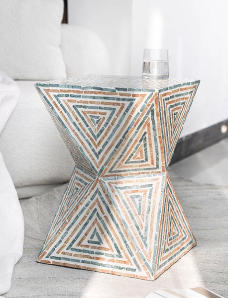 Modern Small End Table, Contemporary Small Sofa Side Table, Unique Shell Small Side Table, Portable Casual Side Table, Creative Coffee Table-Grace Painting Crafts