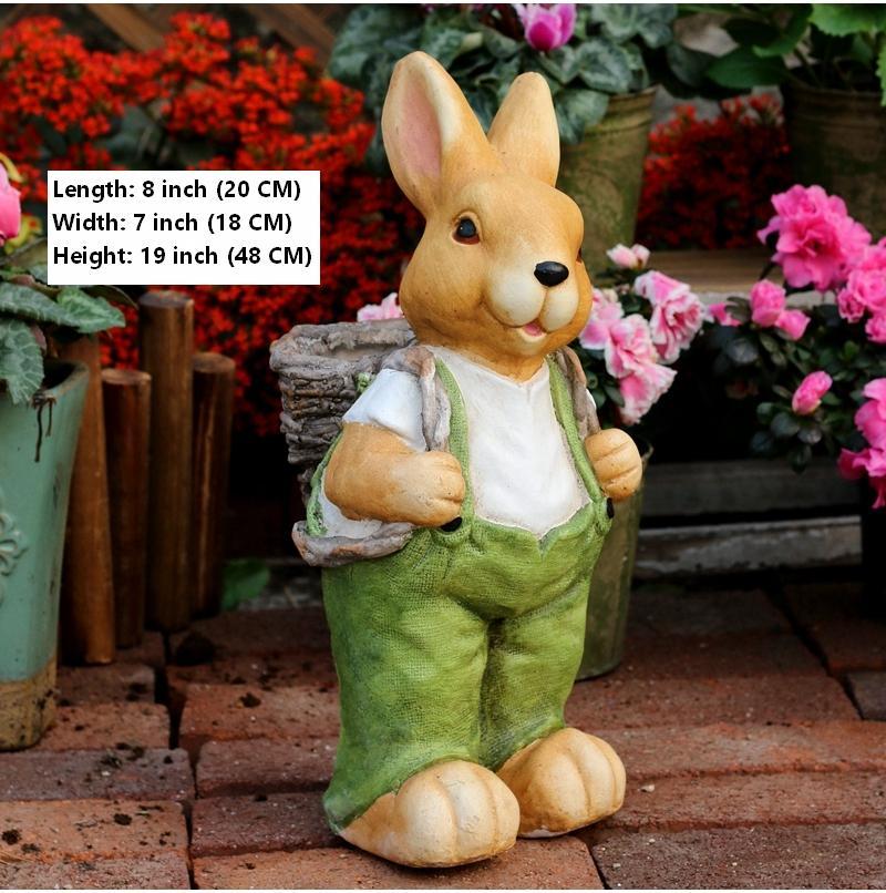 Garden Animal Statues, Large Garden Statues, Large Rabbit Statue for Garden, Bunny Flower Pot, Garden Ornament, Gardening Decoration Ideas-Grace Painting Crafts