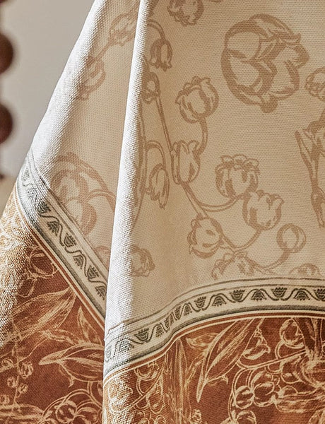 Flower Farmhouse Table Covers, Square Tablecloth for Round Table, Extra Large Modern Rectangular Tablecloth for Dining Room Table, Mid Century Tablecloth for Living Room-Grace Painting Crafts