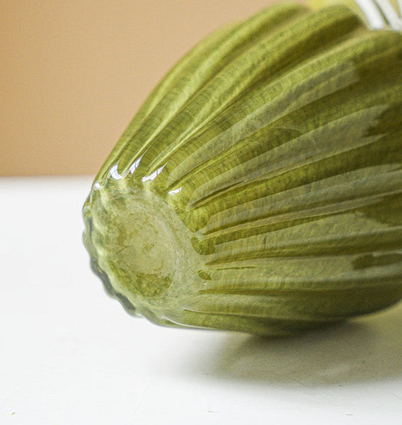 Handmade Contemporary Glass Vases, Modern Green Vases for Living Room, Mid Century Vases for Flowers, Unique Decorative Glass Vase, Centerpiece Vases on Table-Grace Painting Crafts