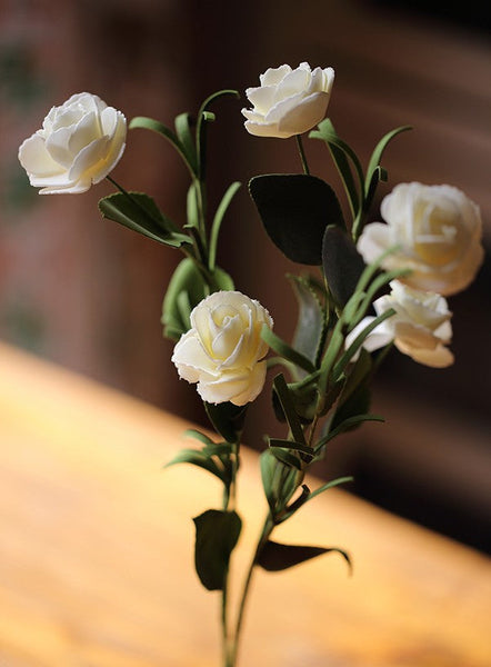 Flower Arrangement Ideas for Living Room, White Camellia Flowers, Modern Artificial Flowers for Home Decoration, Simple Artificial Floral for Bedroom-Grace Painting Crafts