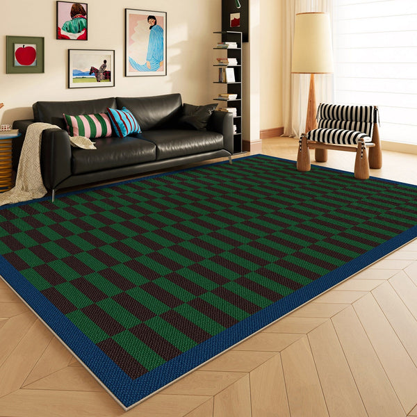 Modern Living Room Rug Ideas, Geometric Contemporary Area Rugs, Green Mid Century Modern Rugs, Colorful Modern Rugs for Dining Room-Grace Painting Crafts