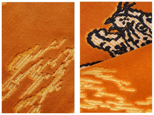 Contemporary Modern Sofa Pillows, Yellow Embroidery Tiger Pattern Pillows for Couch, Decorative Throw Pillows for Bedroom, Large Modern Sofa Pillow for Living Room-Grace Painting Crafts