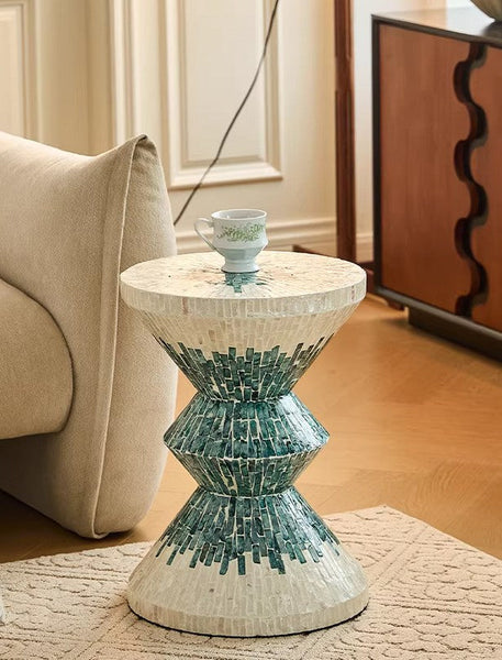 Bedside Small Side Table, Modern Side Table, Shell Small Sofa Side Table, Contemporary Bedside Table, Small End Table, Portable Casual Side Table, Creative Coffee Table, Contemporary Side Table-Grace Painting Crafts