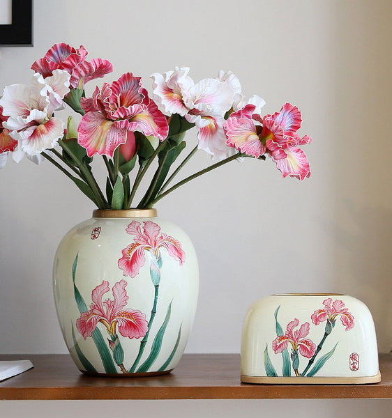 Centerpiece Ceramic Bouquet Vases, Handmade Modern Flower Vase, Large Flower Vases on Dining Table, Porcelain Flower Vases-Grace Painting Crafts