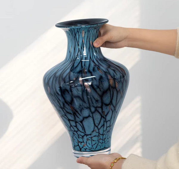 Handmade Liuli Vases, Centerpiece Vases on Table, Colored Glaze Vase for Modern Home Decor, Glass Bud Vases, Bouquet Flower Vase-Grace Painting Crafts