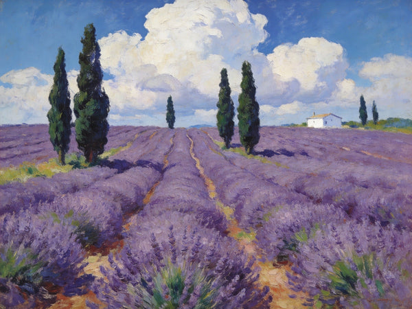 Small Landscape Paintings, Lavender Meadows, Provençal Summer, Original Wall Art Paintings, Original Artwork Small Paintings, On Canvas Small Paintings, Hand Painted Canvas Art-Grace Painting Crafts