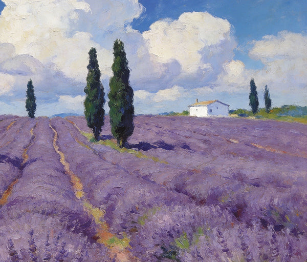 Small Landscape Paintings, Lavender Meadows, Provençal Summer, Original Wall Art Paintings, Original Artwork Small Paintings, On Canvas Small Paintings, Hand Painted Canvas Art-Grace Painting Crafts