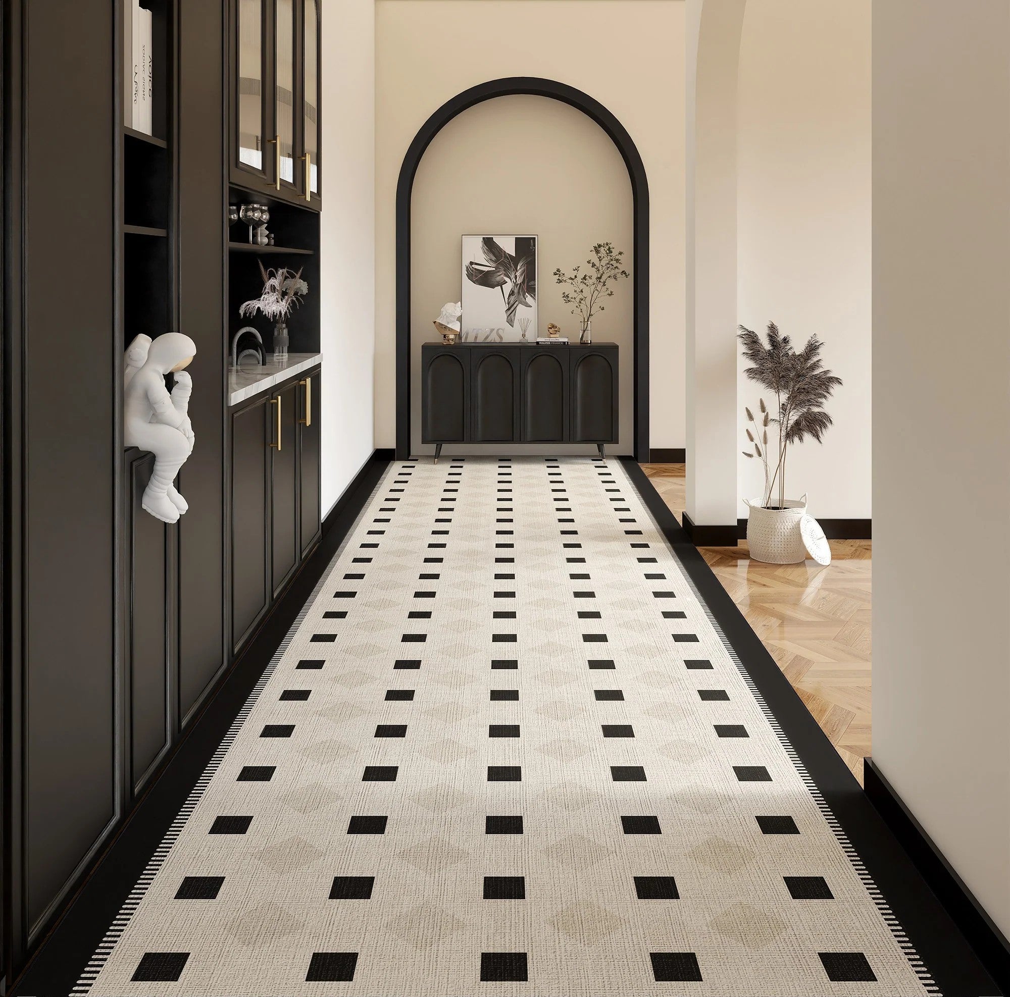 Extra Long Narrow Runner Rugs, 25 Feet Long Hallway Runners, Geometric Modern Long Hallway Runners, 20 Feet Non Slip Entryway Runner Rug Ideas-Grace Painting Crafts