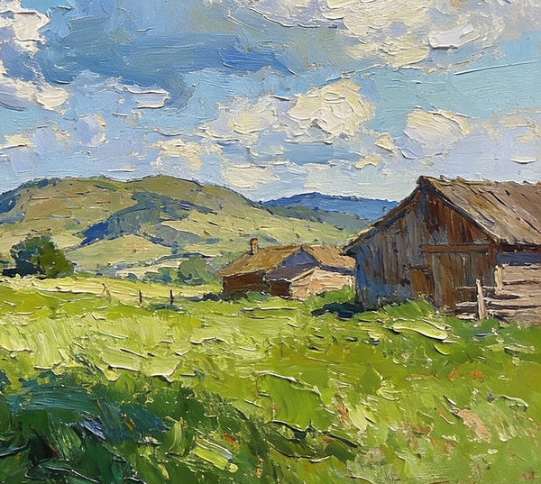 Original Small Paintings, Summer Landscape, Trees, Grass and Cloud Shadows, Landscape Artwork Canvas Paintings, Small Oil Paintings, Small Wall Paintings-Grace Painting Crafts