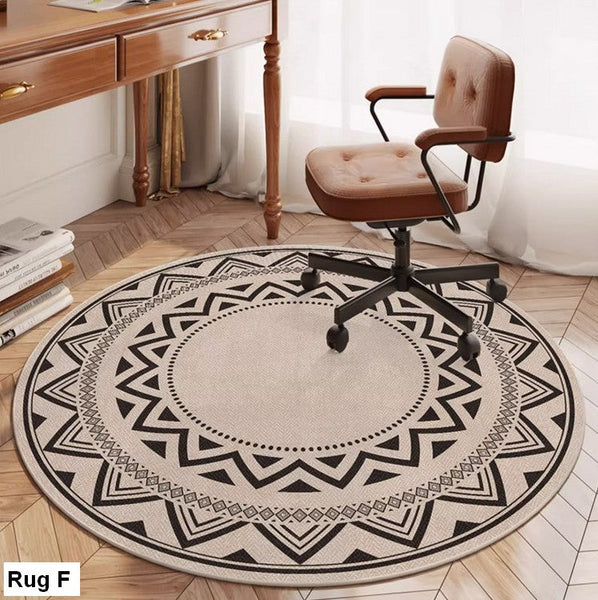 Modern Round Rugs for Bedroom, Circular Modern Rugs under Dining Room Table, Contemporary Round Rugs, Geometric Modern Rug Ideas for Living Room-Grace Painting Crafts