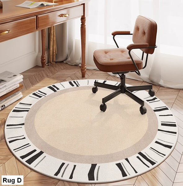 Modern Round Rugs for Bedroom, Circular Modern Rugs under Dining Room Table, Contemporary Round Rugs, Geometric Modern Rug Ideas for Living Room-Grace Painting Crafts
