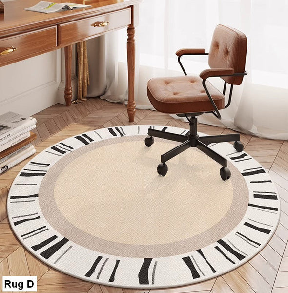 Round Rugs under Coffee Table, Geometric Modern Rug Ideas for Living Room, Circular Modern Rugs under Dining Room Table, Modern Round Rugs for Bedroom-Grace Painting Crafts