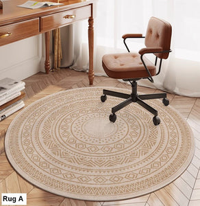 Round Rugs under Coffee Table, Geometric Modern Rug Ideas for Living Room, Circular Modern Rugs under Dining Room Table, Modern Round Rugs for Bedroom-Grace Painting Crafts
