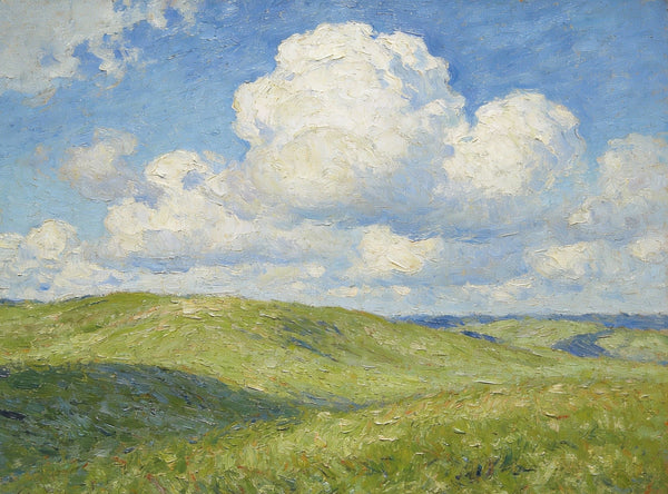 Small Wall Paintings, Grassland Under a Blue and White Sky, Landscape Canvas Paintings, On Canvas Small Paintings, Hand Painted Canvas Art, Original Artwork Landscape Paintings-Grace Painting Crafts