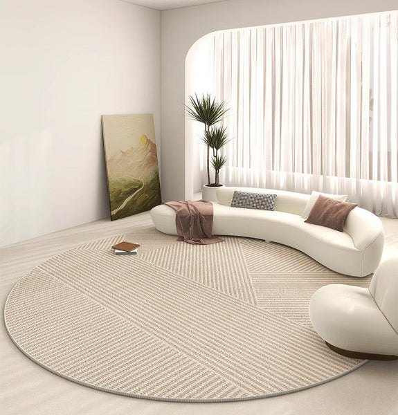 Modern Rugs for Dining Room, Circular Modern Rugs for Bedroom, Contemporary Round Rugs, Geometric Modern Rug Ideas for Living Room-Grace Painting Crafts