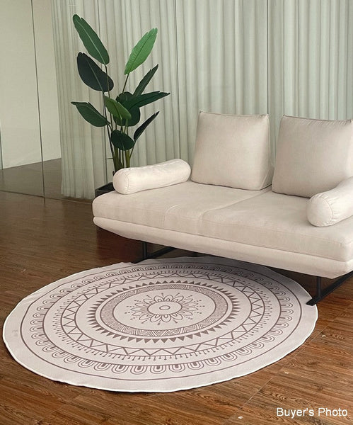 Circular Modern Rugs for Bedroom, Modern Rugs for Dining Room, Contemporary Round Rugs, Geometric Modern Rug Ideas for Living Room-Grace Painting Crafts