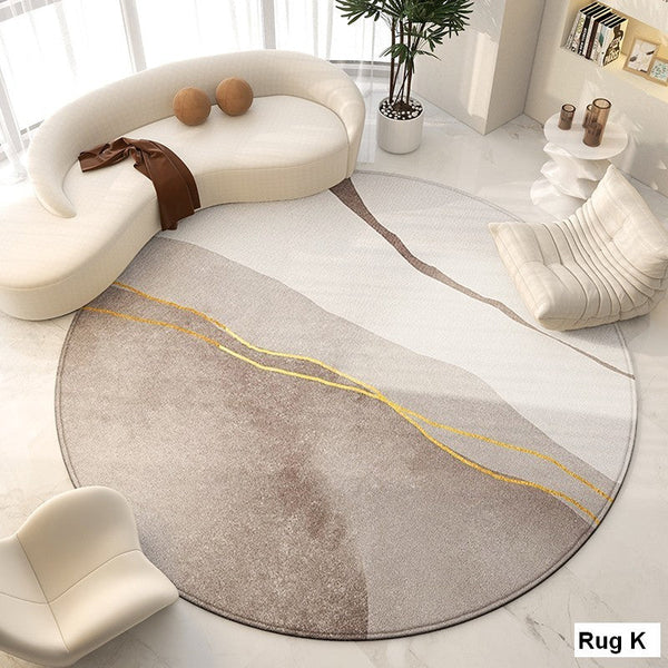 Bedroom Modern Round Rugs, Circular Modern Rugs under Chairs, Dining Room Contemporary Round Rugs, Geometric Modern Rug Ideas for Living Room-Grace Painting Crafts