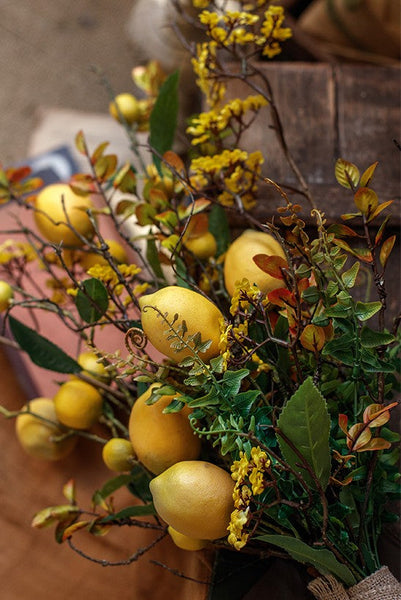 Lemon Branch, Fragrans stems, Fern leaf, Creative Flower Arrangement Ideas for Home Decoration, Unique Artificial Flowers, Simple Artificial Floral for Dining Room Table-Grace Painting Crafts