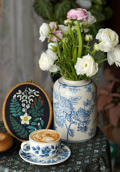 Traditional Tea Cup Set, Porcelain Tea Cups, Floral Tea Cup Set, Classic British Tea Cups, Elegant Tea Cup With Saucer, Ceramic Tea Cup with Saucer, Tea Cup Set, Vintage Tea Cup Set, Modern Ceramic Cups-Grace Painting Crafts
