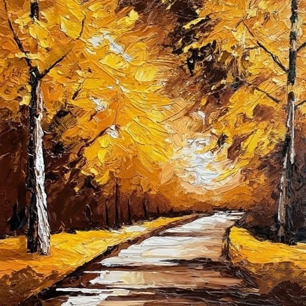 Heavy Texture Canvas Art, Small Palette Knife Oil Paintings, Easy Landscape Painting Ideas, Simple Small Canvas Paintings, Autumn Forest Tree Painting, Small Landscape Painting-Grace Painting Crafts