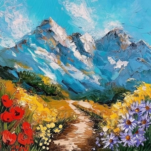 Original Small Landscape Paintings, Heavy Texture Canvas Art, Mountain Landscape Painting, Small Canvas Paintings, Easy Landscape Painting Ideas, Simple Small Canvas Paintings-Grace Painting Crafts