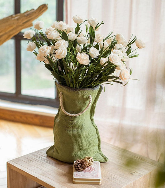 Flower Arrangement Ideas for Living Room, White Camellia Flowers, Modern Artificial Flowers for Home Decoration, Simple Artificial Floral for Bedroom-Grace Painting Crafts