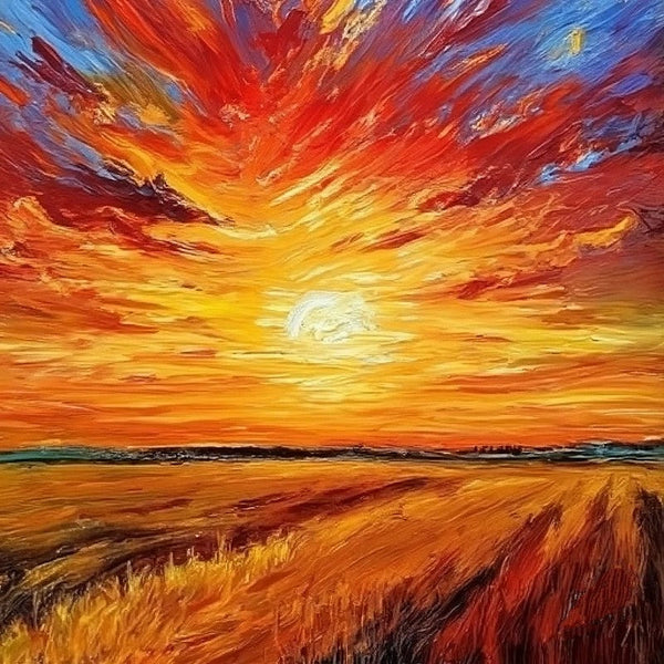 Simple Small Canvas Paintings, Sunset Landscape Painting, Original Small Landscape Paintings, Heavy Texture Acrylic Artwork, Easy Landscape Painting Ideas for Home Decor-Grace Painting Crafts