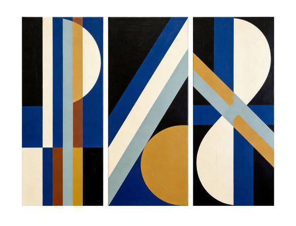 Multi Panel Canvas Art, Oversized Group Paintings, Geometric Abstract Paintings, Modern Paintings for Mid Century Living Room-Grace Painting Crafts