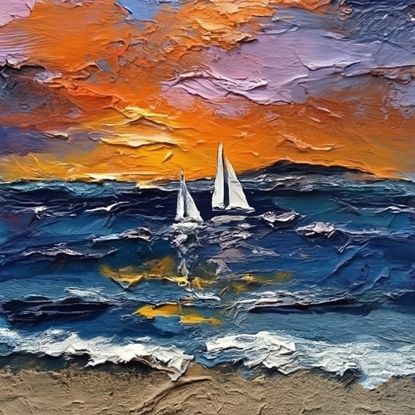Simple Small Canvas Paintings, Sail Boat at Sea Painting, Hand Painted Canvas Art, Easy Seascape Painting Ideas, Small Landscape Painting-Grace Painting Crafts