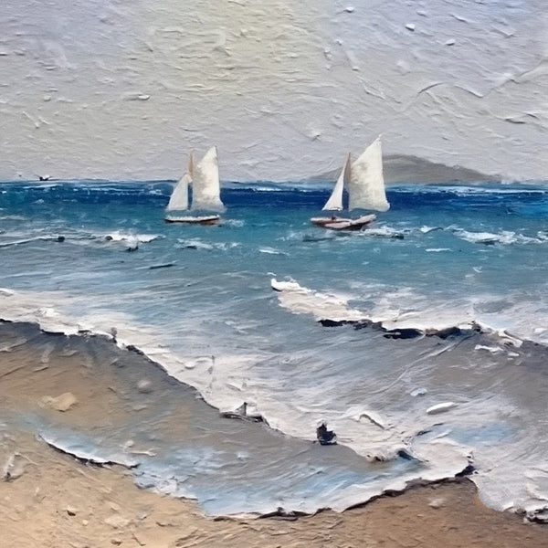 Hand Painted Canvas Art, Simple Small Canvas Paintings, Sail Boat at Sea Painting, Easy Seascape Painting Ideas, Small Landscape Painting-Grace Painting Crafts