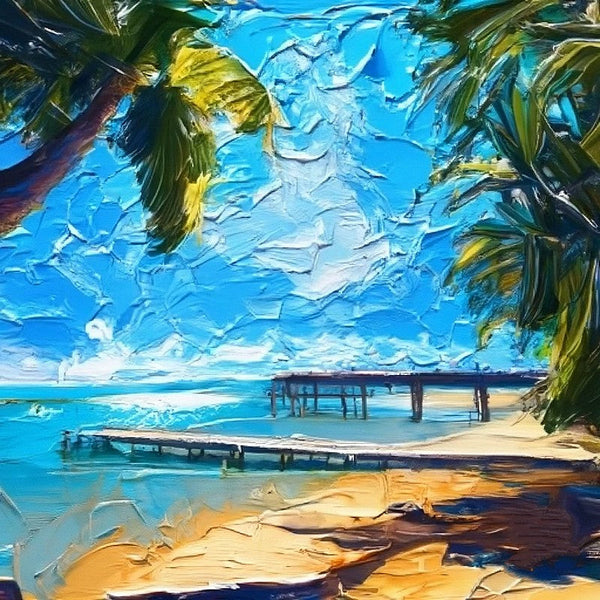 Texture Canvas Art, Florida Seashore Beach Painting, Original Small Landscape Paintings, Heavy Small Palette Knife Oil Paintings, Easy Landscape Painting Ideas, Simple Small Canvas Paintings-Grace Painting Crafts