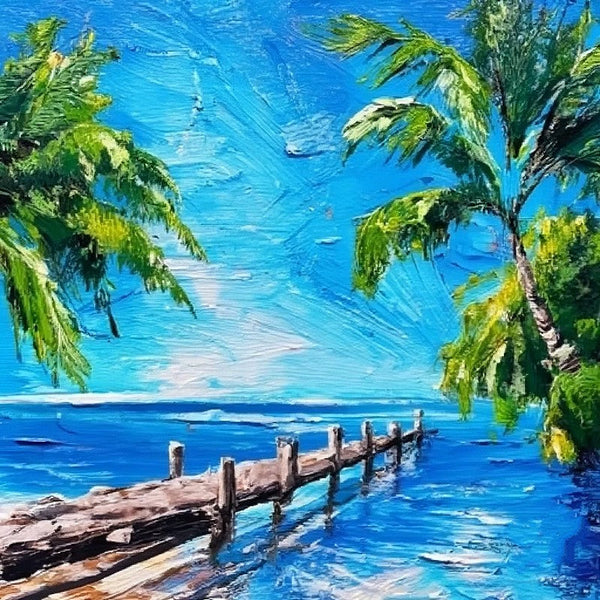 Original Small Landscape Paintings, Heavy Texture Canvas Art, Florida Seashore Beach Painting, Small Palette Knife Oil Paintings, Easy Landscape Painting Ideas, Simple Small Canvas Paintings-Grace Painting Crafts