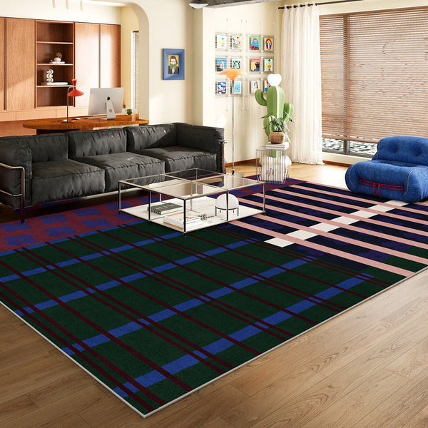 Contemporary Modern Rugs for Dining Room, Bedroom Modern Floor Carpet, Blue Modern Rug Designs, Living Room Rug Ideas, Mid Century Modern Rugs-Grace Painting Crafts