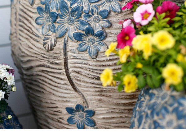 Extra Large Garden Flower Planters, Oversized Garden Flower Pot, Garden Ornaments, Large Resin Gardern Flower Planter, Modern Outdoor Garden Flower Pots-Grace Painting Crafts