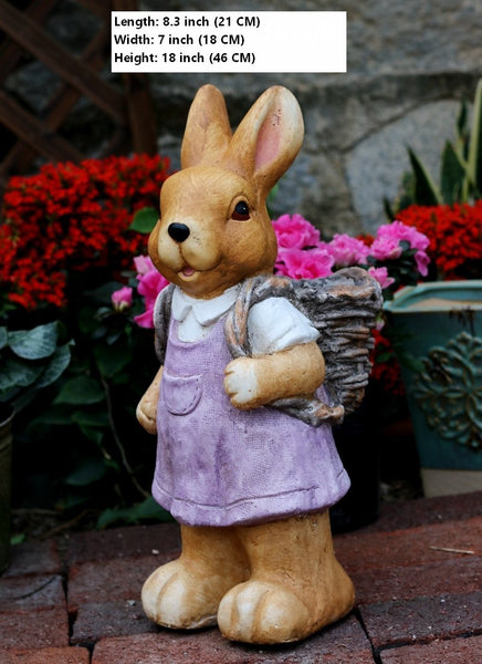 Garden Animal Statues, Large Garden Statues, Large Rabbit Statue for Garden, Bunny Flower Pot, Garden Ornament, Gardening Decoration Ideas-Grace Painting Crafts
