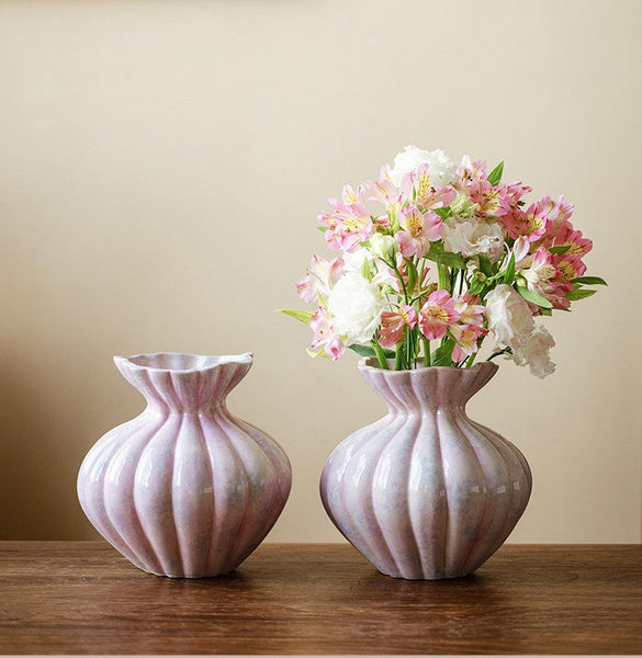Handmade Water Holding Flower Vases, Porcelain Flower Vases, Modern Flower Vase Centerpiece on Table, Ceramic Bouquet Vases-Grace Painting Crafts