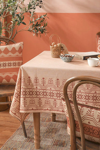 Geometric Linen Tablecloth for Round Table, Rustic Farmhouse Table Cover for Kitchen, Modern Rectangle Tablecloth Ideas for Dining Table-Grace Painting Crafts