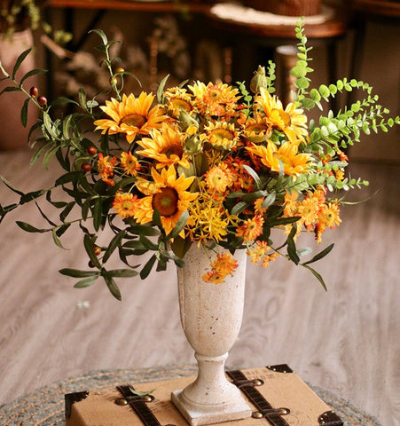 Large Bunch of Yellow Sunflowers, Unique Floral Arrangement for Home Decoration, Table Centerpiece, Real Touch Artificial Flowers for Living Room-Grace Painting Crafts