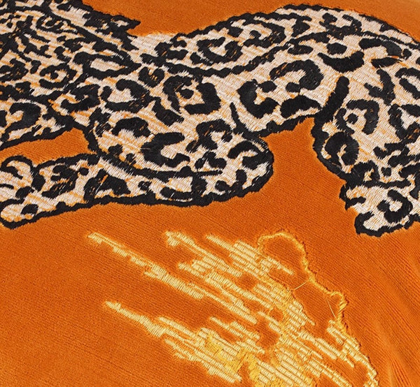 Contemporary Modern Sofa Pillows, Yellow Embroidery Tiger Pattern Pillows for Couch, Decorative Throw Pillows for Bedroom, Large Modern Sofa Pillow for Living Room-Grace Painting Crafts