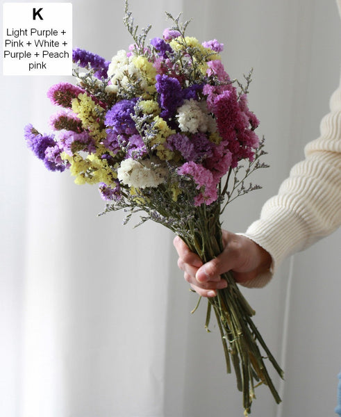 Flower Bunches, Dried Floral, Dried Flowers, A Bunch Dried Myosotis Flowers with Limoniums-Grace Painting Crafts