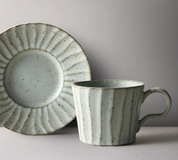 Unique Tea Cup and Saucer, Modern Tea Cup Set for Traditional Afternoon Tea, Handmade Pottery Coffee Cup, Creative Ceramic Coffee Cup with Saucer-Grace Painting Crafts