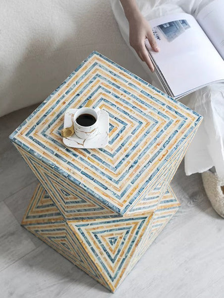 Modern Small End Table, Contemporary Small Sofa Side Table, Unique Shell Small Side Table, Portable Casual Side Table, Creative Coffee Table-Grace Painting Crafts