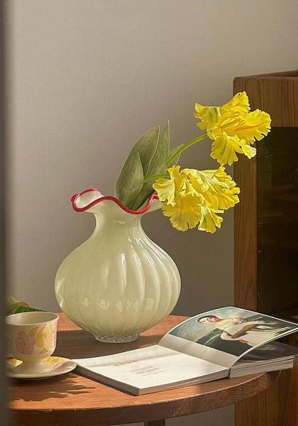 French Vintage Glass Flower Vases, Glass Bud Vases, Flower Vases on Table, Handmade Water Holding Flower Vases-Grace Painting Crafts