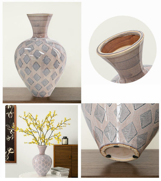 Unique Porcelain Flower Vases, Flower Vases on Table, Contemporary Vases for Modern Home Decor, Ceramic Bouquet Vases, Dining Table Centerpiece-Grace Painting Crafts