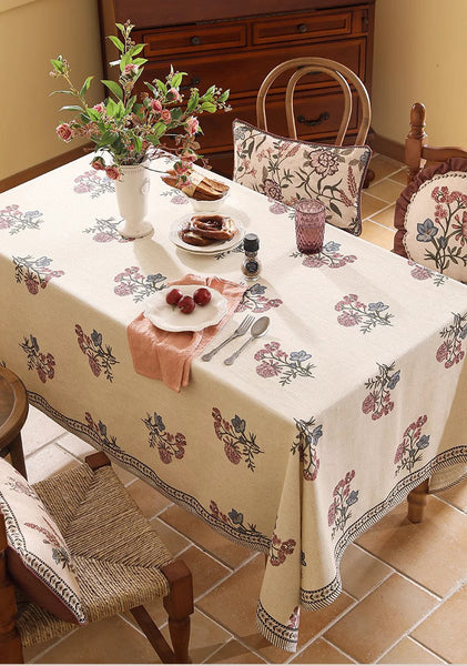 Beautiful Large Modern Tablecloth, Spring Flower Rustic Table Cover, Rectangle Tablecloth for Dining Table, Square Linen Tablecloth for Coffee Table-Grace Painting Crafts