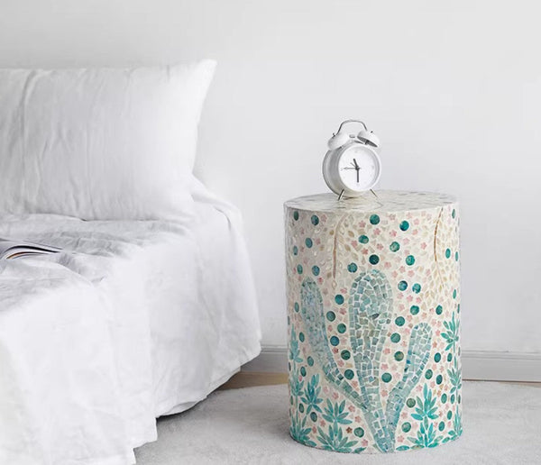 Contemporary Small Sofa Side Table, Portable Casual Side Table, Creative Coffee Table, Shell Small Side Table, Unique Small End Table-Grace Painting Crafts